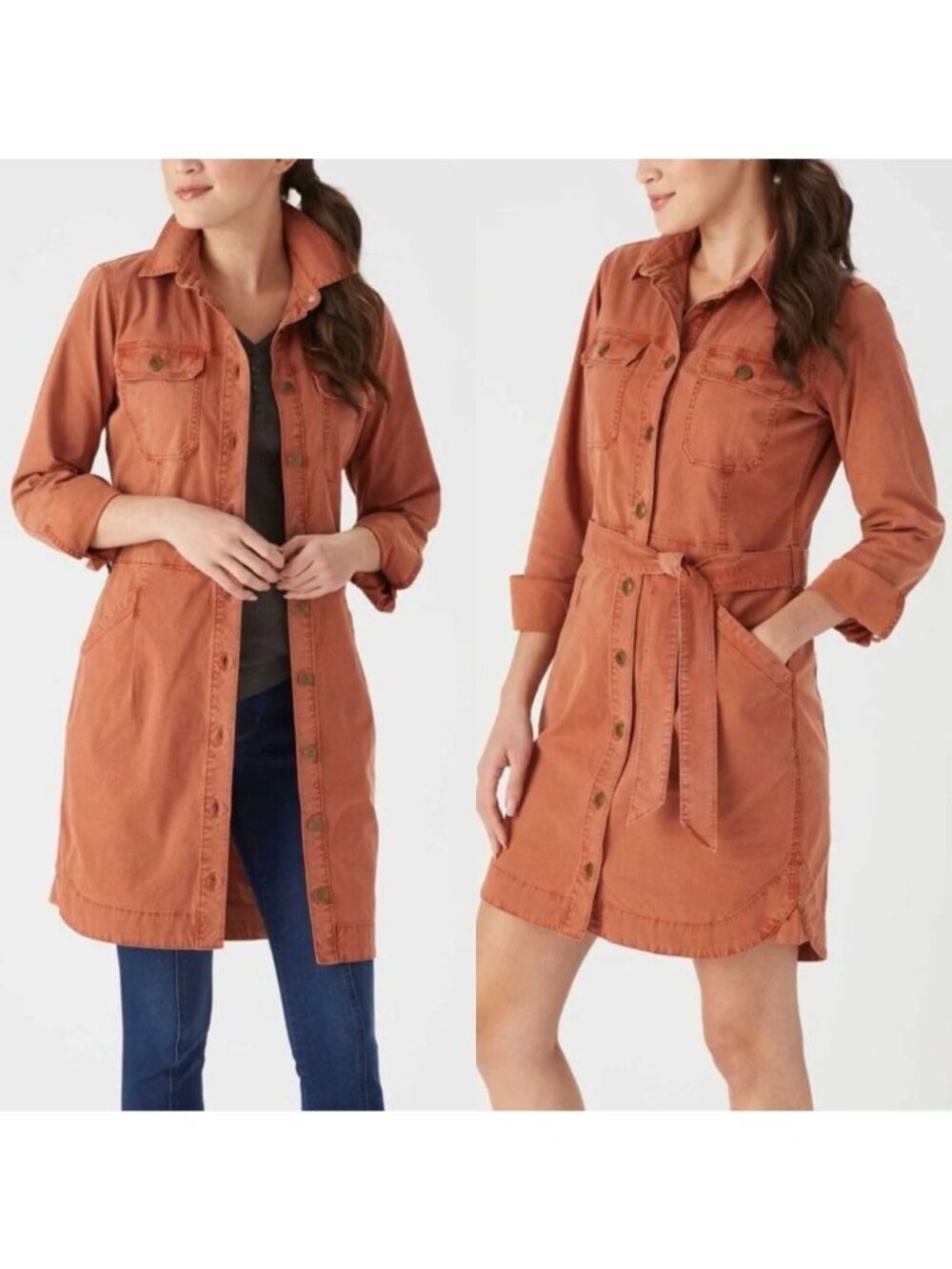 Duluth Trading Co Shop Square Jacket Dress Womens Size XXL Rust Belted Versatile